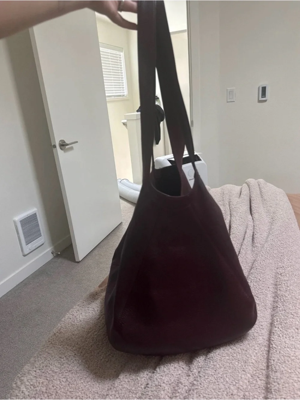 Chloe Dark Maroon Balloon Bag in Grained Leather